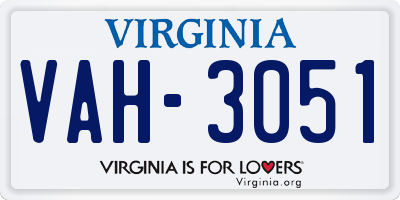 VA license plate VAH3051