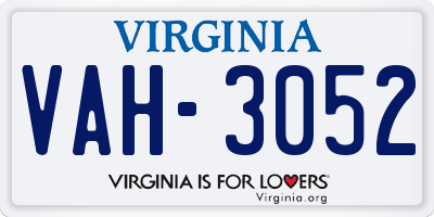 VA license plate VAH3052