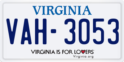 VA license plate VAH3053