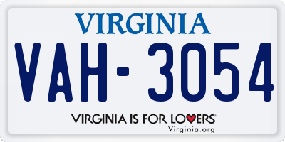 VA license plate VAH3054