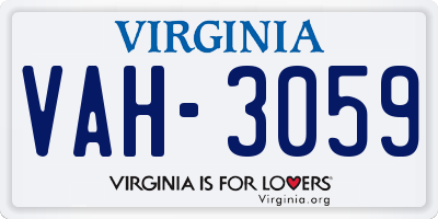 VA license plate VAH3059