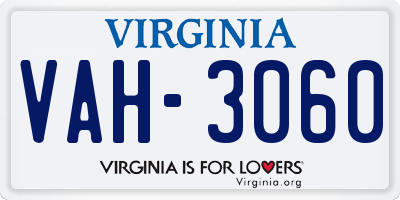 VA license plate VAH3060