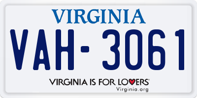 VA license plate VAH3061