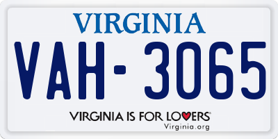 VA license plate VAH3065