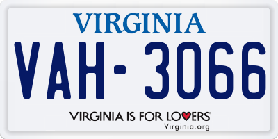 VA license plate VAH3066