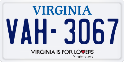 VA license plate VAH3067