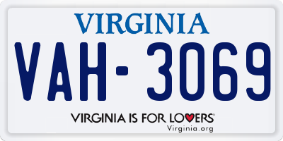 VA license plate VAH3069