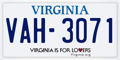 VA license plate VAH3071