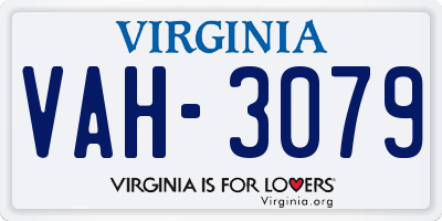 VA license plate VAH3079