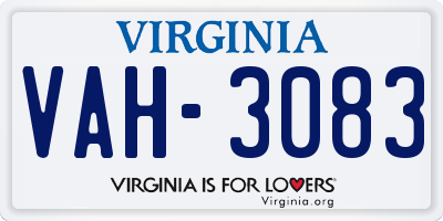 VA license plate VAH3083