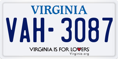 VA license plate VAH3087