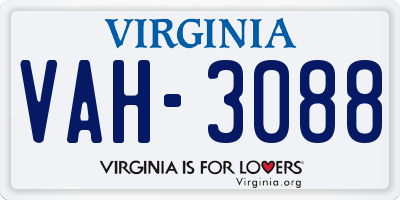 VA license plate VAH3088