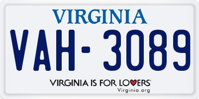 VA license plate VAH3089