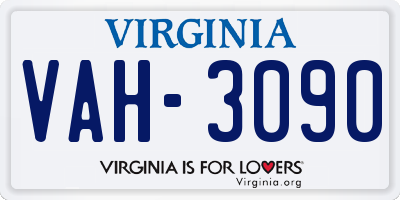 VA license plate VAH3090