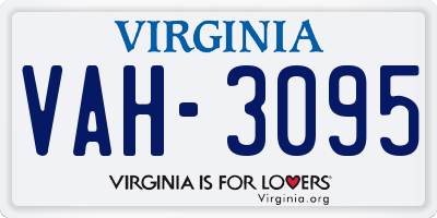 VA license plate VAH3095