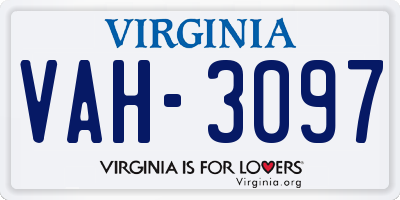 VA license plate VAH3097