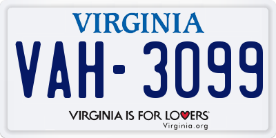 VA license plate VAH3099