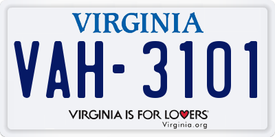 VA license plate VAH3101