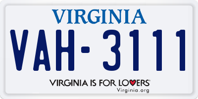 VA license plate VAH3111