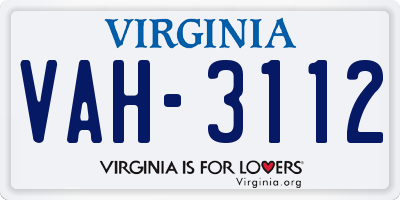 VA license plate VAH3112