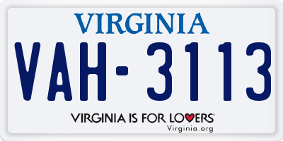 VA license plate VAH3113