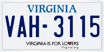 VA license plate VAH3115