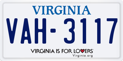 VA license plate VAH3117