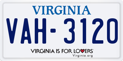 VA license plate VAH3120