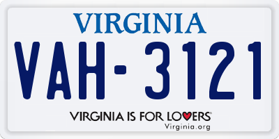 VA license plate VAH3121