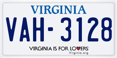 VA license plate VAH3128