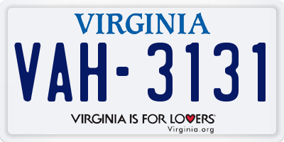 VA license plate VAH3131