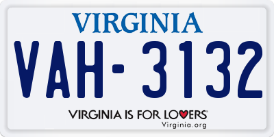 VA license plate VAH3132