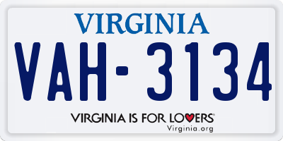 VA license plate VAH3134