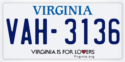 VA license plate VAH3136