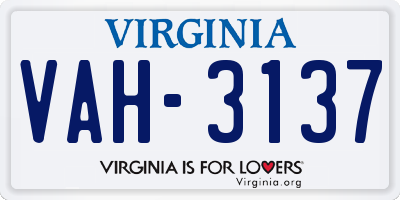 VA license plate VAH3137