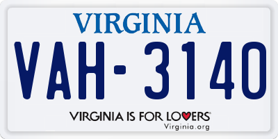 VA license plate VAH3140