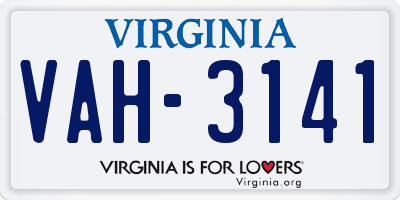 VA license plate VAH3141