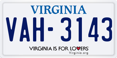 VA license plate VAH3143