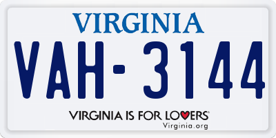 VA license plate VAH3144