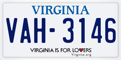 VA license plate VAH3146