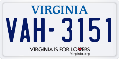 VA license plate VAH3151