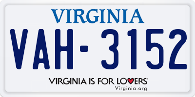 VA license plate VAH3152