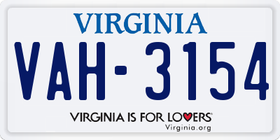 VA license plate VAH3154