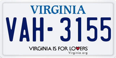 VA license plate VAH3155