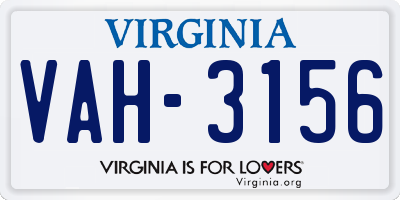 VA license plate VAH3156