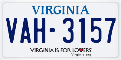 VA license plate VAH3157