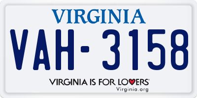 VA license plate VAH3158