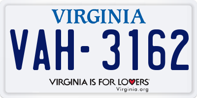 VA license plate VAH3162