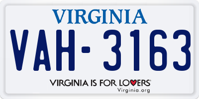 VA license plate VAH3163