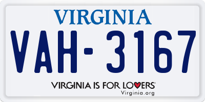 VA license plate VAH3167